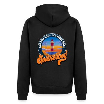 Spiekeroog - Unisex Premium Bio Zip Hoodie - Schwarz - Hinten - Nico (187cm)