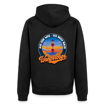 Wangerooge - Unisex Premium Bio Zip Hoodie - Schwarz - Hinten - Nico (187cm)