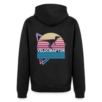Velociraptor Dinosaure Rétro - Veste à capuche bio Premium Unisexe - noir - Dos - Nico (187cm)