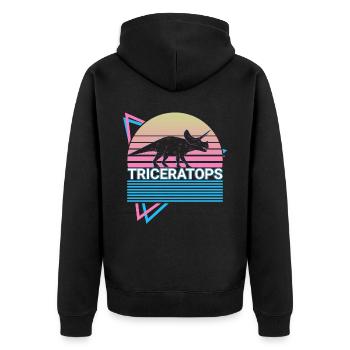 Tricératops Dinosaure Rétro - Veste à capuche bio Premium Unisexe - noir - Dos - Nico (187cm)
