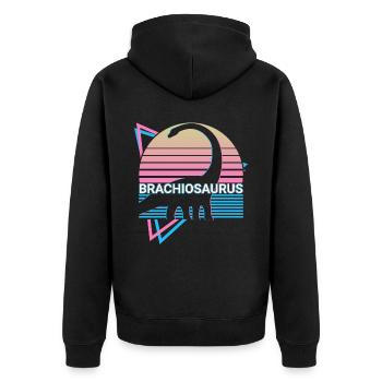 Brachiosaurus Dinosaure Rétro - Veste à capuche bio Premium Unisexe - noir - Dos - Nico (187cm)