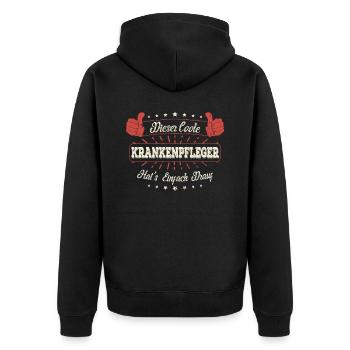 Dieser Coole Krankenpfleger Geschenk Kollegen - Unisex Premium Bio Zip Hoodie - Schwarz - Hinten - Nico (187cm)