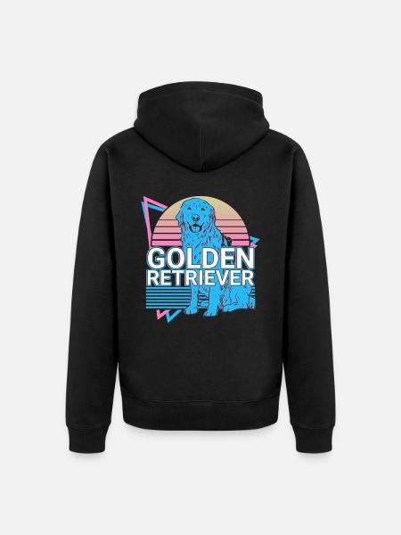 Golden Retriever Retro - Unisex Premium Organic Zip Hoodie - black