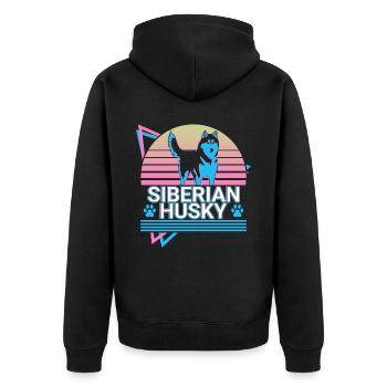 Sibérie Husky Rétro - Veste à capuche bio Premium Unisexe - noir - Dos - Nico (187cm)