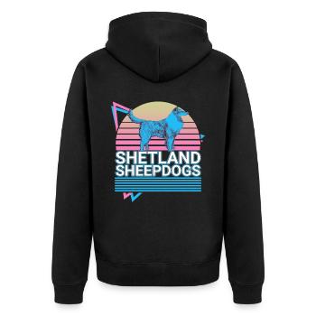 Shetland Sheepdogs Retro - Unisex Premium Bio Zip Hoodie - Schwarz - Hinten - Nico (187cm)