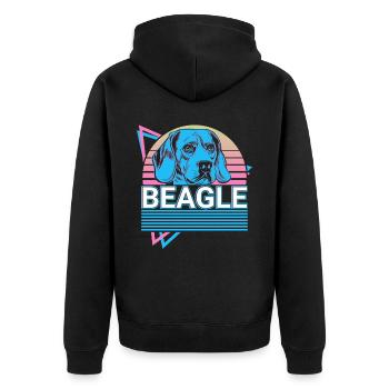 Beagle Retro - Unisex Premium Organic Zip Hoodie - black - Back - Nico (187cm)
