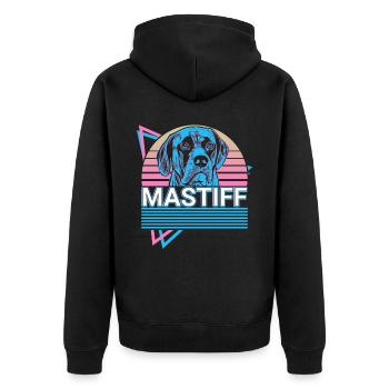 Mastiff Retro - Unisex Premium Bio Zip Hoodie - Schwarz - Hinten - Nico (187cm)