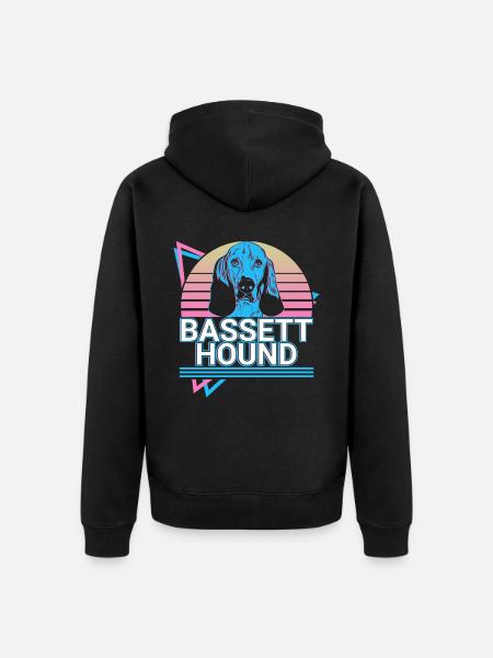 Basset Hound Retro - Unisex Premium Organic Zip Hoodie - black