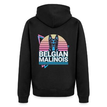 Belgischer Malinois Retro - Unisex Premium Bio Zip Hoodie - Schwarz - Hinten - Nico (187cm)