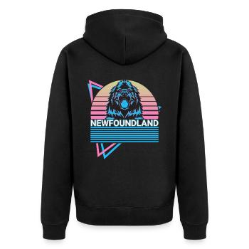 Neufundland Retro - Unisex Premium Bio Zip Hoodie - Schwarz - Hinten - Nico (187cm)