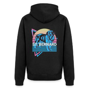 Bernhardiner Retro - Unisex Premium Bio Zip Hoodie - Schwarz - Hinten - Nico (187cm)