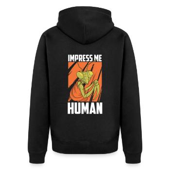 Gottesanbeterin - Unisex Premium Bio Zip Hoodie - Schwarz - Hinten - Nico (187cm)