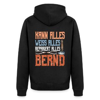 Bernd Name Geschenk Spruch - Unisex Premium Bio Zip Hoodie - Schwarz - Hinten - Nico (187cm)