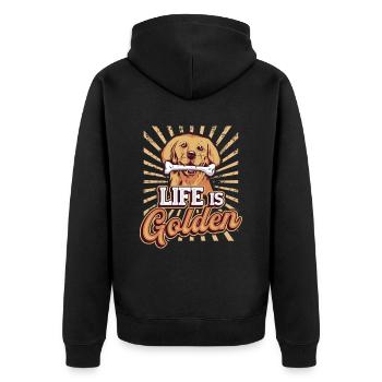 Life is golden - Golden Retriever - Unisex Premium Organic Zip Hoodie - black - Back - Nico (187cm)