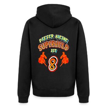 Superhelden 8. Geburtstag Jungs Geschenk - Unisex Premium Bio Zip Hoodie - Schwarz - Hinten - Nico (187cm)