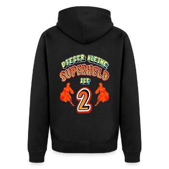 Superhelden 2. Geburtstag Jungs Geschenk - Unisex Premium Bio Zip Hoodie - Schwarz - Hinten - Nico (187cm)