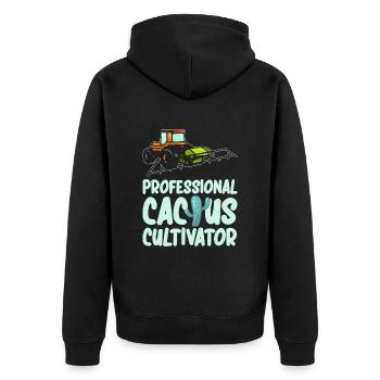 Kaktus Strauch Kakteen Stachelig Garten Gärtner - Unisex Premium Bio Zip Hoodie - Schwarz - Hinten - Nico (187cm)