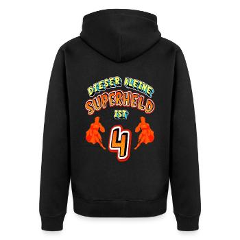 Superhelden 4. Geburtstag Jungs Geschenk - Unisex Premium Bio Zip Hoodie - Schwarz - Hinten - Nico (187cm)