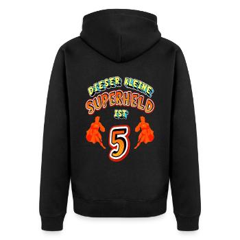 Superhelden 5. Geburtstag Jungs Geschenk - Unisex Premium Bio Zip Hoodie - Schwarz - Hinten - Nico (187cm)