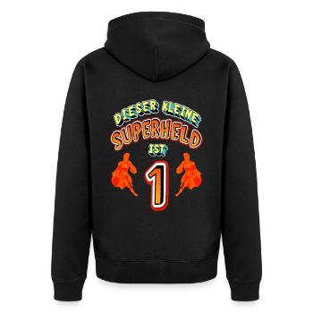 Superhelden 1. Geburtstag Jungs Geschenk - Unisex Premium Bio Zip Hoodie - Schwarz - Hinten - Nico (187cm)