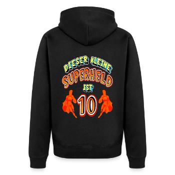 Superhelden 10. Geburtstag Jungs Geschenk - Unisex Premium Bio Zip Hoodie - Schwarz - Hinten - Nico (187cm)