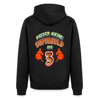 Superhelden 3. Geburtstag Jungs Geschenk - Unisex Premium Bio Zip Hoodie - Schwarz - Hinten - Nico (187cm)