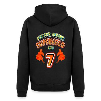 Superhelden 7. Geburtstag Jungs Geschenk - Unisex Premium Bio Zip Hoodie - Schwarz - Hinten - Nico (187cm)