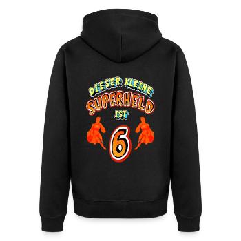 Superhelden 6. Geburtstag Jungs Geschenk - Unisex Premium Bio Zip Hoodie - Schwarz - Hinten - Nico (187cm)