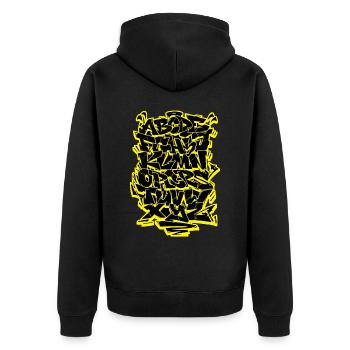 Graffiti Alphabet Hip Hop Street Art Urban Brandin - Unisex Premium Bio Zip Hoodie - Schwarz - Hinten - Nico (187cm)