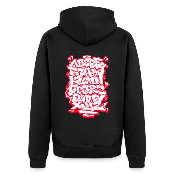 Graffiti Alphabet Hip Hop Street Art Wildstyle - Unisex Premium Bio Zip Hoodie - Schwarz - Hinten - Nico (187cm)