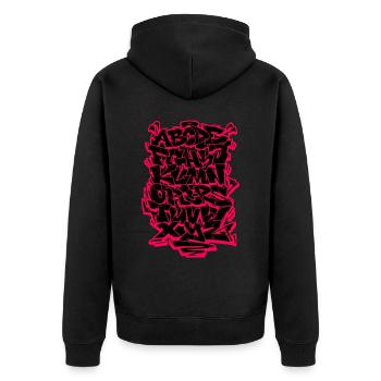 Graffiti Alphabet Hip Hop Street Art Urban Lackier - Unisex Premium Bio Zip Hoodie - Schwarz - Hinten - Nico (187cm)