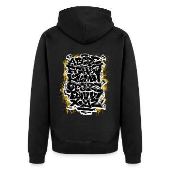 Graffiti Wildstyle Alphabet Hip Hop Street Art Urb - Unisex Premium Bio Zip Hoodie - Schwarz - Hinten - Nico (187cm)