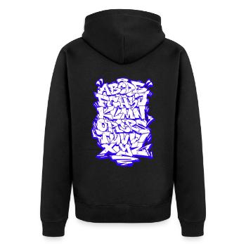 Graffiti Wildstyle Alphabet Hip Hop Street Art Urb - Unisex Premium Bio Zip Hoodie - Schwarz - Hinten - Nico (187cm)