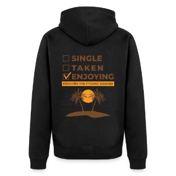 Single genossen den Sommer in den Sommerinsel Stra - Unisex Premium Bio Zip Hoodie - Schwarz - Hinten - Nico (187cm)