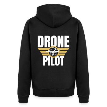 Drone Drone Pilot Drone Operator Quadcopter - Unisex Premium Organic Zip Hoodie - black - Back - Nico (187cm)
