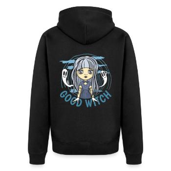 Süße gute Hexe Kawaii Anime Wicca Chibi okkult Pas - Unisex Premium Bio Zip Hoodie - Schwarz - Hinten - Nico (187cm)