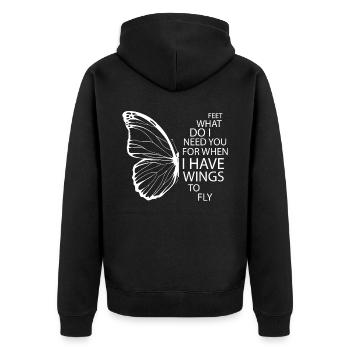 Frauen haben Flügel, um weibliche Ermächtigung - Unisex Premium Bio Zip Hoodie - Schwarz - Hinten - Nico (187cm)
