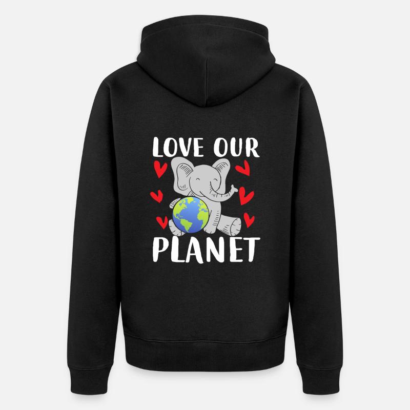 Aimez notre planète Elephant Earth - Veste à capuche bio Premium Unisexe - noir