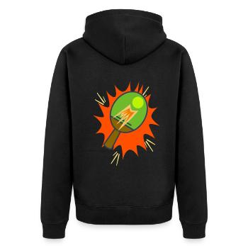 Tischtennis – ein Sport für jeden! - Unisex Premium Bio Zip Hoodie - Schwarz - Hinten - Nico (187cm)