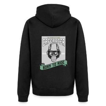 Bikers, motorcyclists - Unisex Premium Organic Zip Hoodie - black - Back - Nico (187cm)