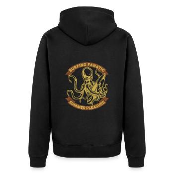 Surfen - Unisex Premium Bio Zip Hoodie - Schwarz - Hinten - Nico (187cm)