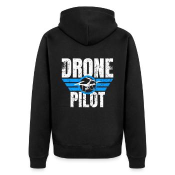 Drone Drone Pilot Drone Operator Quadcopter - Unisex Premium Organic Zip Hoodie - black - Back - Nico (187cm)