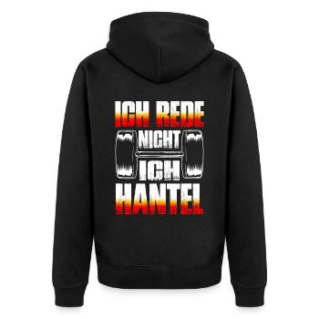Ich Rede Nicht Ich Hantel Fitness Bodybuilding - Unisex Premium Bio Zip Hoodie - Schwarz - Hinten - Nico (187cm)