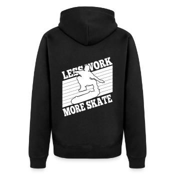 Skateboarding Less Work More Skate Gift Idea - Unisex Premium Organic Zip Hoodie - black - Back - Nico (187cm)
