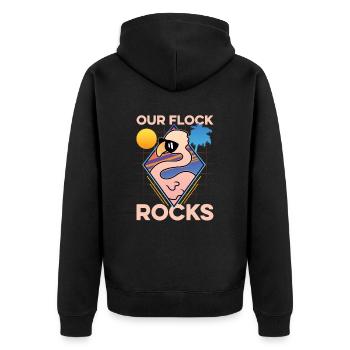 Unser Flock Rocks - Unisex Premium Bio Zip Hoodie - Schwarz - Hinten - Nico (187cm)