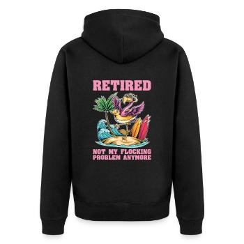 Not My Flocking Problem Flamingo Lovers - Unisex Premium Organic Zip Hoodie - black - Back - Nico (187cm)