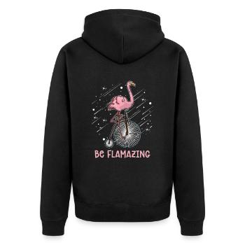Be Flamazing Flamingo Lover Bird Lover Bird Bird - Unisex Premium Organic Zip Hoodie - black - Back - Nico (187cm)