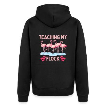 Let Us Flamingle Flamingo Lover Bird Lover - Unisex Premium Organic Zip Hoodie - black - Back - Nico (187cm)