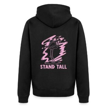 Stand Tall Flamingo Lover Bird Lover - Unisex Premium Organic Zip Hoodie - black - Back - Nico (187cm)