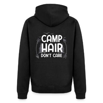 Camp hair doesn't care - Camping Glamping - Unisex Premium Organic Zip Hoodie - black - Back - Nico (187cm)
